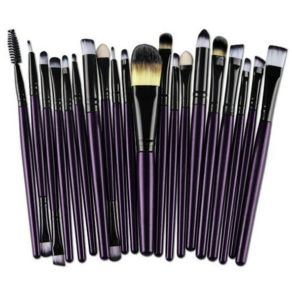 20-Piece Makeup Brush Set, Purple & Black - 1 20-Piece Brush Set, 20 Pcs Makeup Brush Set Tools Make-Up Toiletry Kit Wool Make Up Brush Set , Easter, St. Patrick'S Day, Wedding, Br Makeup Organizers