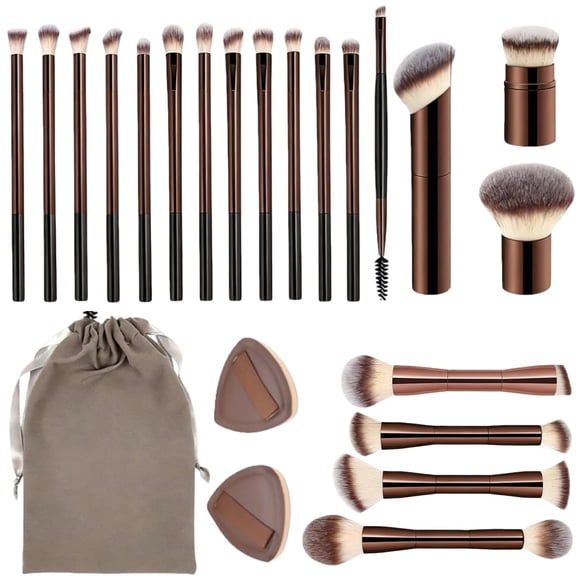 20 Piece Makeup Brushes Set, Brushes Kit for Blending Liquid Powder Concealer Cream Blush, Professional Makeup Brush Set with Soft Portable Case
