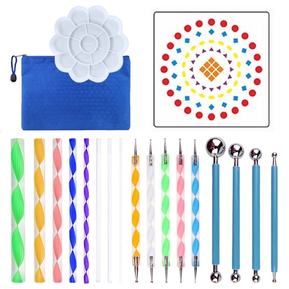 20 Piece Mandala Dotting Tools DIY Painting Stencils Ball Palette Paint Brushes Multifunction Embossing Dot Kit for Canvas Rocks Coloring Drawing Crafting Art Supplies Handwork Decoration