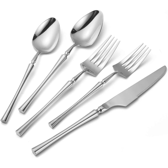 20 Piece Matte Black Silverware Set,18/10 Stainless Steel Flatware Set Service for 4,Unique Cutlery Set with Canton Tower Handle,Forks Spoons and Knives Set,Dishwasher Safe