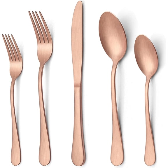 20 Piece Matte Copper Stainless Steel Flatware Set for 4