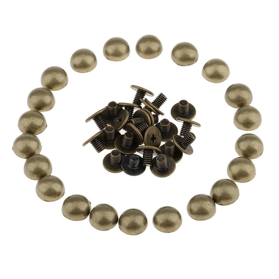 20 Piece Metal Dome Shape Rivets Punk Studs Spikes Fasteners for Leather belt pocket 8mm bronze