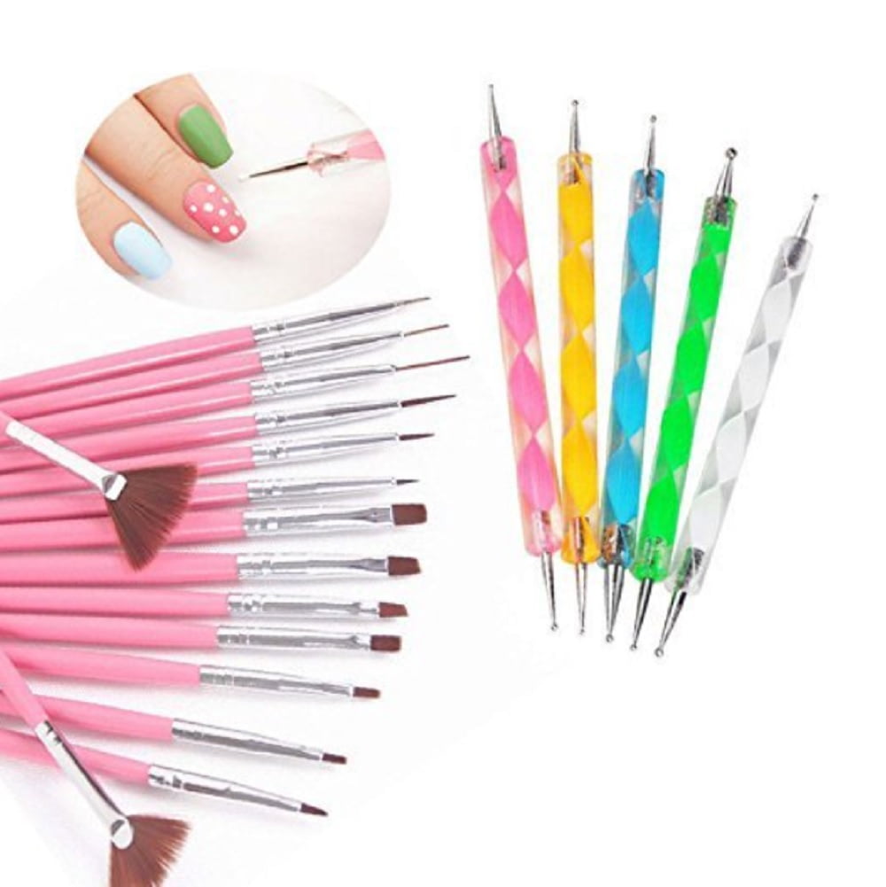 Buy Combo Of 15 pcs Nail Art Design D Brush+ 5 pieces Nail Art Dotting  Marbleizing Tool Pen + Acrylic 3D Nail Art Glitter Powder 48 Total 3 Items  Online In India At Discounted Prices