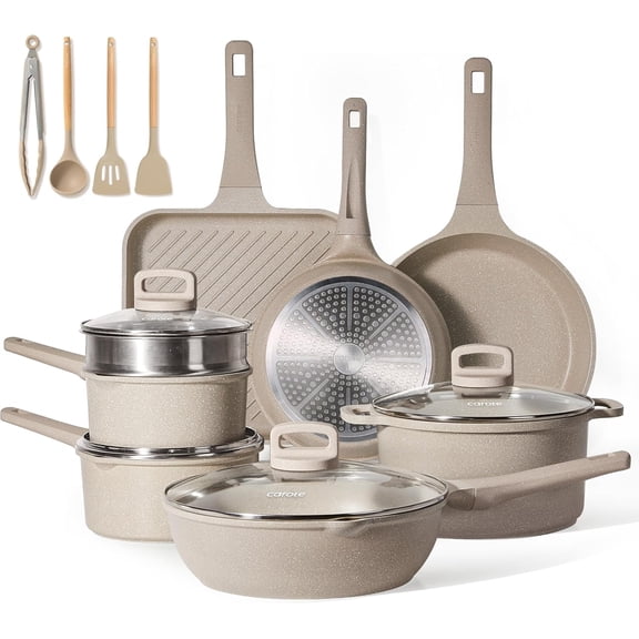 20-Piece Nonstick Cookware Set with Detachable Handles, Hard Anodized Pots and Pans Set, Induction Compatible, Oven Safe, Space-Saving Stackable Kitchen Cookware Set for Home & RV Use