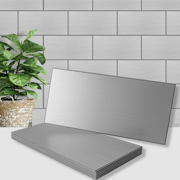 20-Piece Peel and Stick Backsplash Metal Tile, 6" x 12" Stick on Tiles for Backsplash Kitchen, Bathroom, Laundry Room, Camper, Fireplace