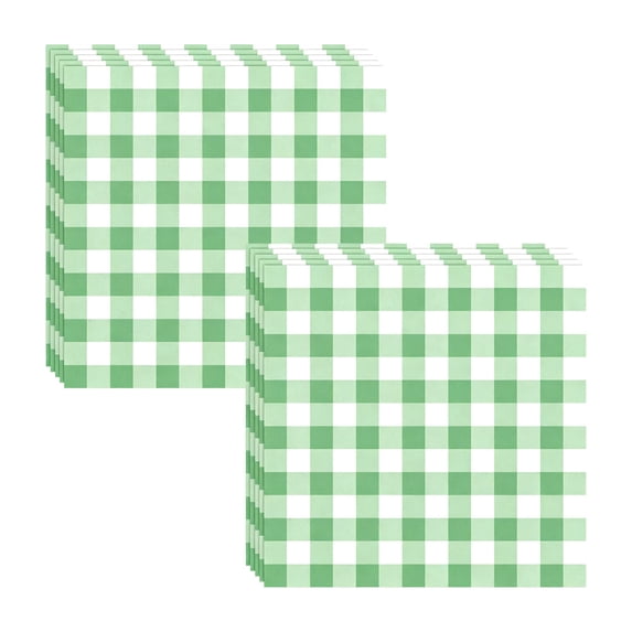 20 Piece Plaid Paper Napkins, Green and White Checkered Design, Fall and Holiday Party Supplies, 6.5 x 6.5 in, 20 Count