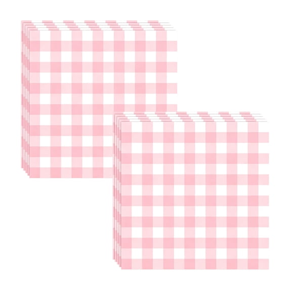 20 Piece Plaid Paper Napkins, Pink and White Checkered Design, Fall and Holiday Party Supplies, 6.5 x 6.5 in, 20 Count