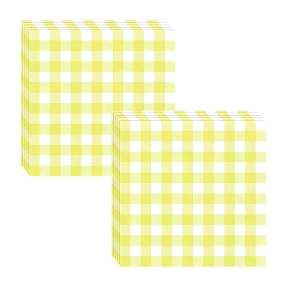 20 Piece Plaid Paper Napkins, Yellow and White Checkered Design, Fall and Holiday Party Supplies, 6.5 x 6.5 in, 20 Count