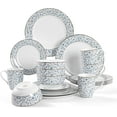thumbnail image 1 of 20 Piece Porcelain Dinnerware Set, Elegant Plates and Bowls with Silver Rim, Mugs Set,Modern Ceramic Dish Set for 4, Floral Pattern, 1 of 8