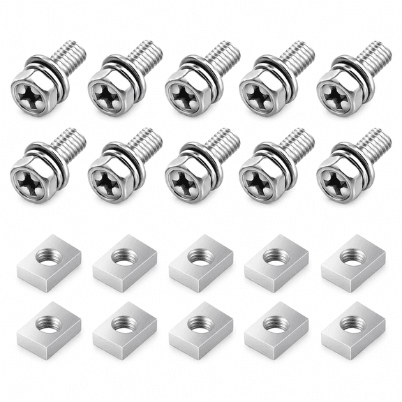 20-Piece Premium M6x16mm Battery Terminal Bolts & Nuts Kit - 304 Stainless Steel Replacement Hardware with Square Nuts for Motorcycle, Car, Truck & ATV Batteries
