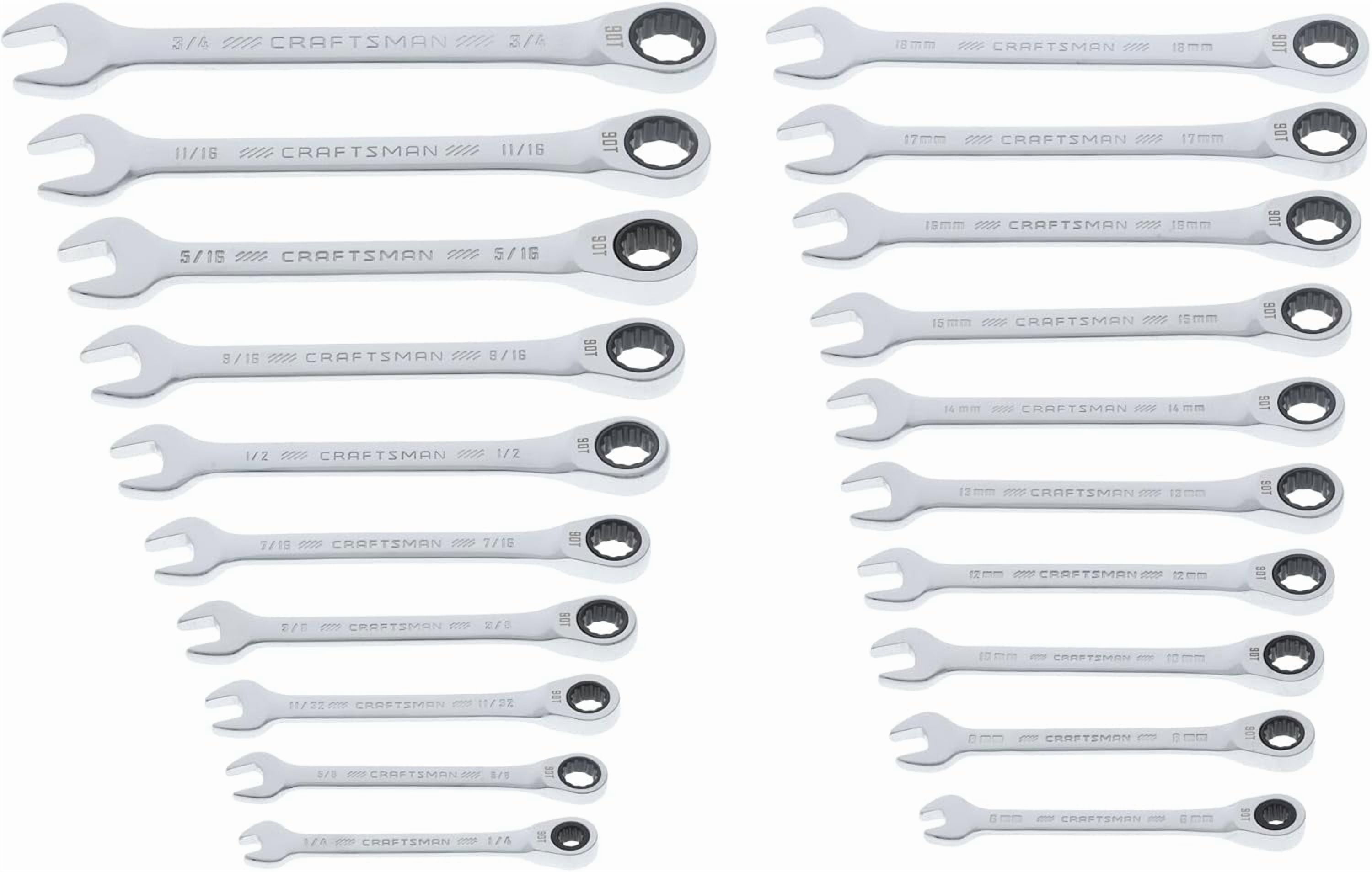 DURATECH 32-Piece Ratcheting Combination Wrench Set - SAE & Metric, CR-V Steel With Rolling Pouch (Regular & Stubby)
