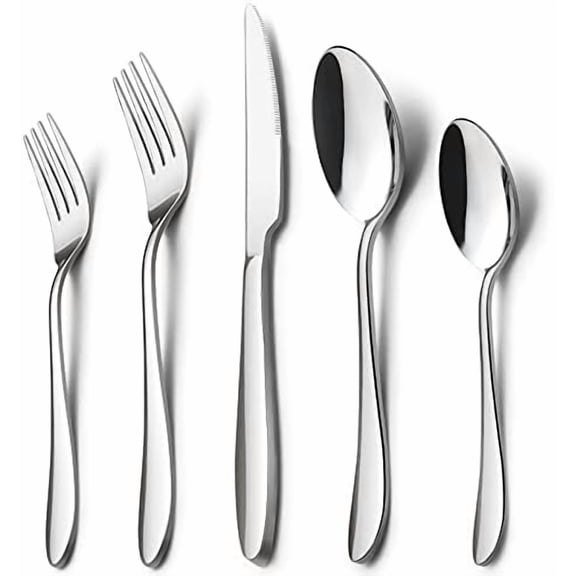 20-Piece Silverware Set for 4, Stainless Steel Flatware Cutlery Set for Home Kitchen Restaurant Hotel, Modern Ergonomic Design, Mirror Polished, Dishwasher Safe