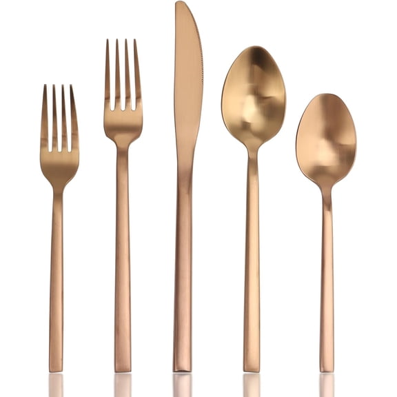 20 Piece Silverware Set for 4,Stainless Steel Flatware Set,Tableware Cutlery Set for Home and Restaurant Include Forks Knives Spoons,Mirror Finish,Dishwasher Safe (Rose Gold)