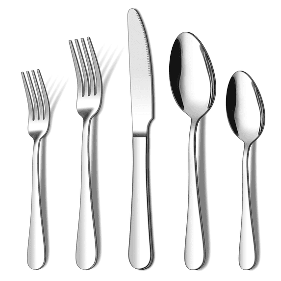 20 Piece Silverware Set, ENLOY Stainless Steel Solid Flatware Cutlery for 4, Modern & Elegant Design, High Quality Gift