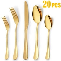 20 Piece Silverware Set Service for 4, Stainless Steel Flatware Set, Mirror Polished Cutlery Utensil Set, Durable Home Kitchen Eating Tableware Set, Fork Knife Spoon Set, Dishwasher Safe, Gold