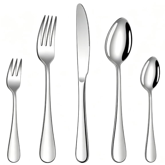 20 Piece Stainless Steel Flatware Set, Solid Silverware Cutlery Set for 4, Mirror Finish, Dishwasher Safe, Modern & Elegant Design