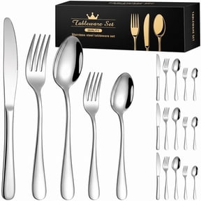 20 Piece Stainless Steel Flatware Set, Solid Silverware Cutlery Set for 4, Mirror Finish, Dishwasher Safe, Modern & Elegant Design