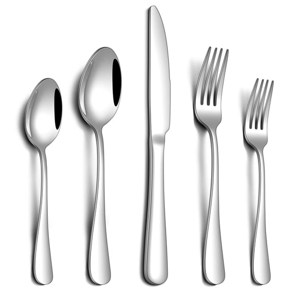 20 Piece Silverware Set, Stainless Steel Flatware Set for 4 Food Grade Novelty Flatware Cutlery Utensil Set Include Knife Fork Spoon Mirror Polished Dishwasher Safe