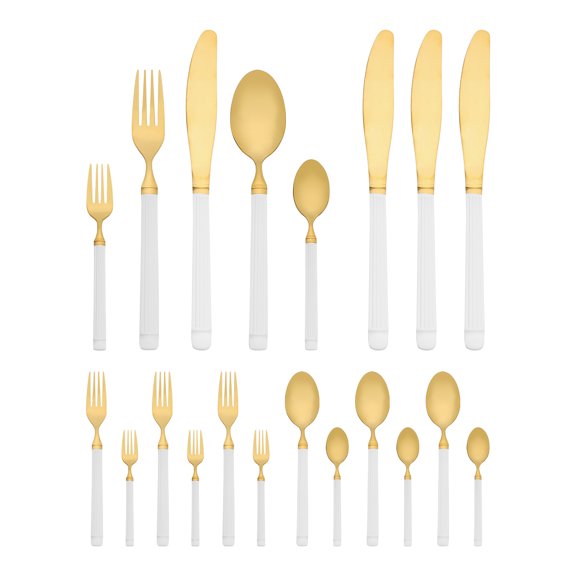 20 Piece Silverware Set, Stainless Steel Flatware with Knife, Spoon, and Fork Set, Serving Utensils Set for Dinner Platinum 20