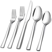 Vesteel 20-Piece Modern Stainless Steel Flatware Sets Service for 4, Silverware Set with Square Edge, Mirror Finish & Dishwasher Safe