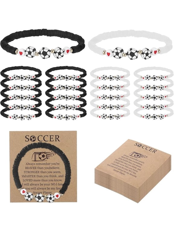 20 Piece Soccer Beaded Bracelets Adjustable