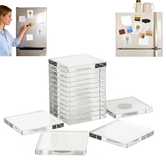 20-Piece Square Acrylic Magnet Frames, 2x2 Inch DIY Photo Holders with Adhesive Backing, Peel and Stick Display Frames for Refrigerator, Office, and Classroom