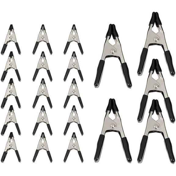 20-Piece Steel Spring Clip Set (15 Packs 3/4" + 5 Packs 1") Black/Silver Hair Partition Clips