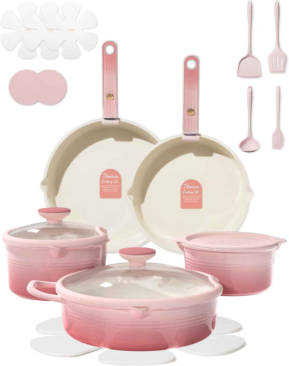 20-Piece Titanium Nonstick Cookware Set with Detachable Handles ...