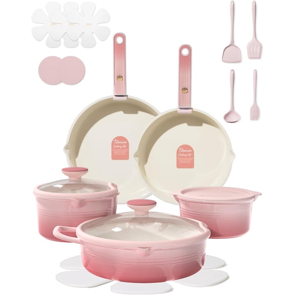 20-Piece Titanium Nonstick Cookware Set with Detachable Handles