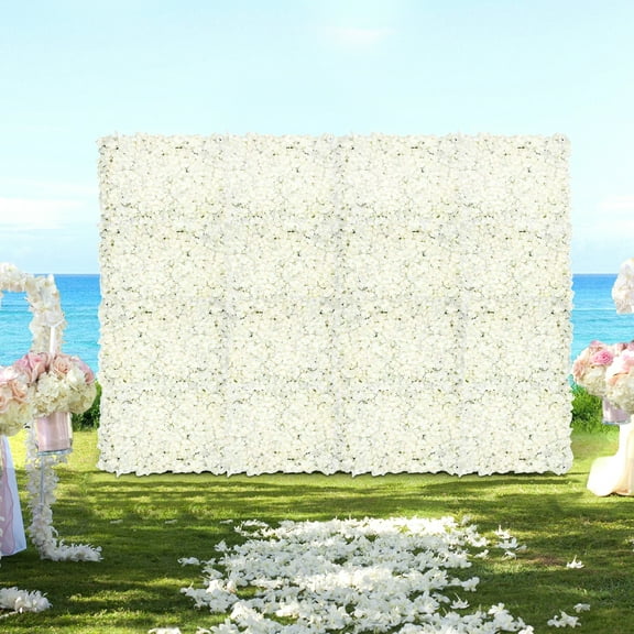 20-Piece White Artificial Flower Wall Set, Elegant Silk Floral Backdrop for Weddings, Parties & Photography, Indoor/Outdoor Use