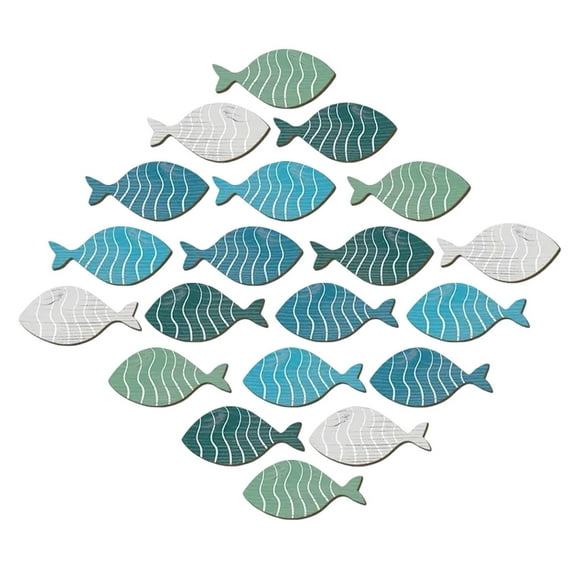 20 Piece Wooden Fish Shaped Wall Decoration Set Easy To Install Suitable For Decorating Kindergartens And Beach Villas Wall Stickers Home Decor