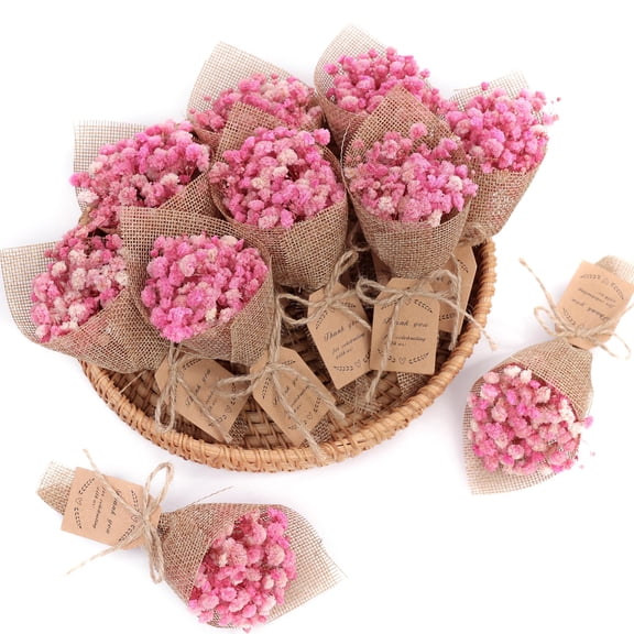 20-Piece set Mini Magnet Dried Flowers Bouquet for Rustic Wedding Favors ,baby Shower Party Favors for Guests,Bridal Shower Party Gifts,Baptism Favors ,Thank You Favor. (Pink) Y101