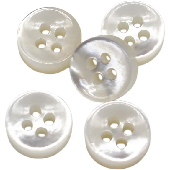 20 Pieces 10mm (2/5 inch) Genuine White Mother of Pearl Buttons for Shirts with 4.0MM Thickness White MOP Shirt Buttons (10MM) white 10mm 20pcs