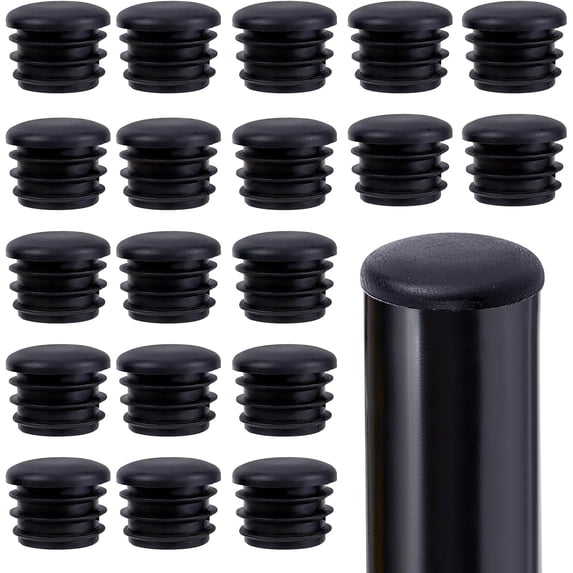 20 Pieces 1In Round Plastic Plugs Black End Caps Plug Pipe Tubing End Cap Chair Leg Inserts for Metal Legs Fences Glide Protection from Chair Legs and Furniture Column Black