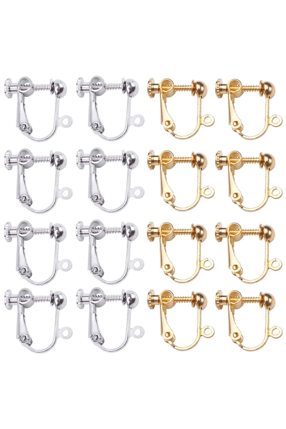 20 Pieces 2 ColorsClip-on Earring Converters Screw Back Ear Non Pierced Earring Converter with Open Loop in a Clear Box