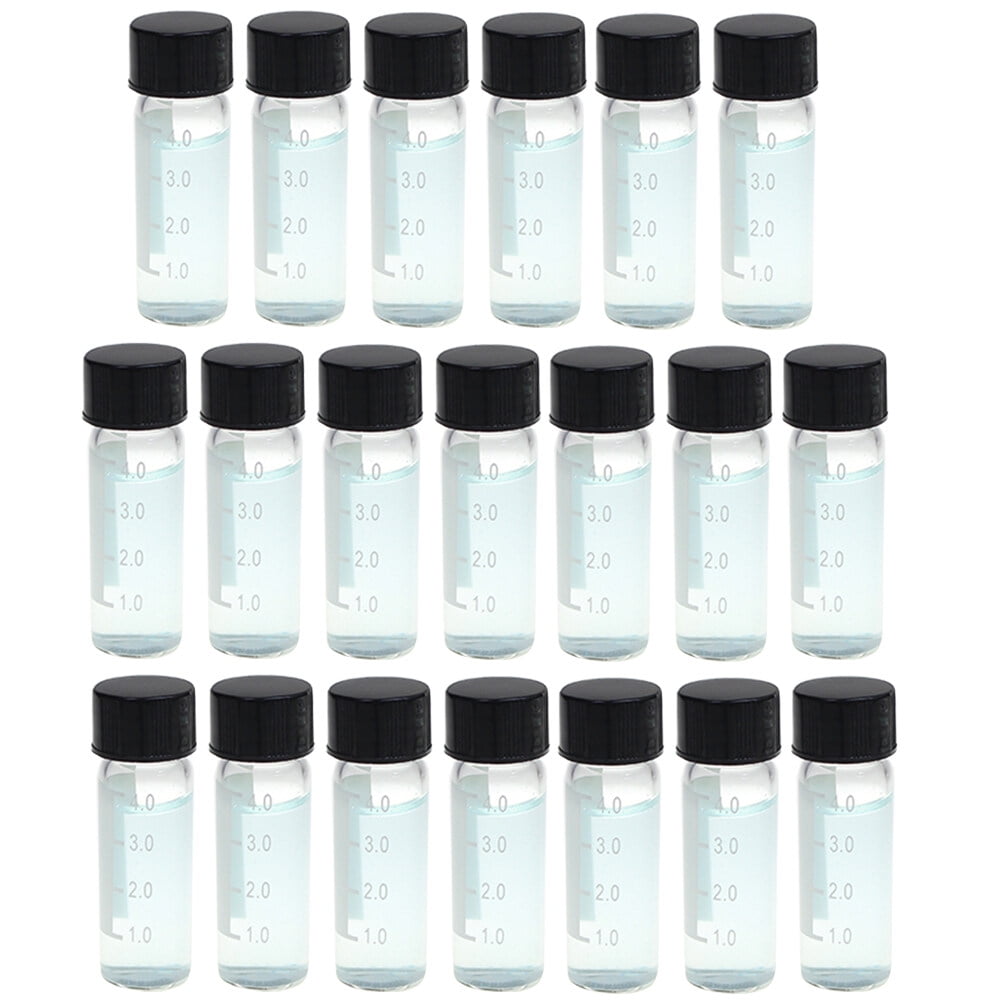 20 Pieces 4ml Screw Neck Chromatography Vial with Black Solid Lid and Septa with Scale Reagent