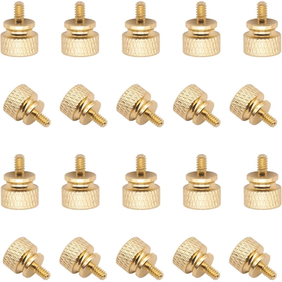 20 Pieces 6#-32 Computer Case Screws, Anodized Aluminum Thumbscrews, Fully Threaded Knurled Thumbscrews, Thumb Screws (Gold)