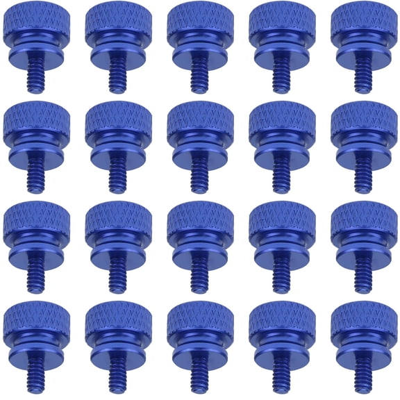 20 Pieces 6-32 Thread, Blue Color Anodized Aluminum Computer Case Thumbscrews, Thumb Screws for Computer Case/Cover/Power Supply/Hard Drives