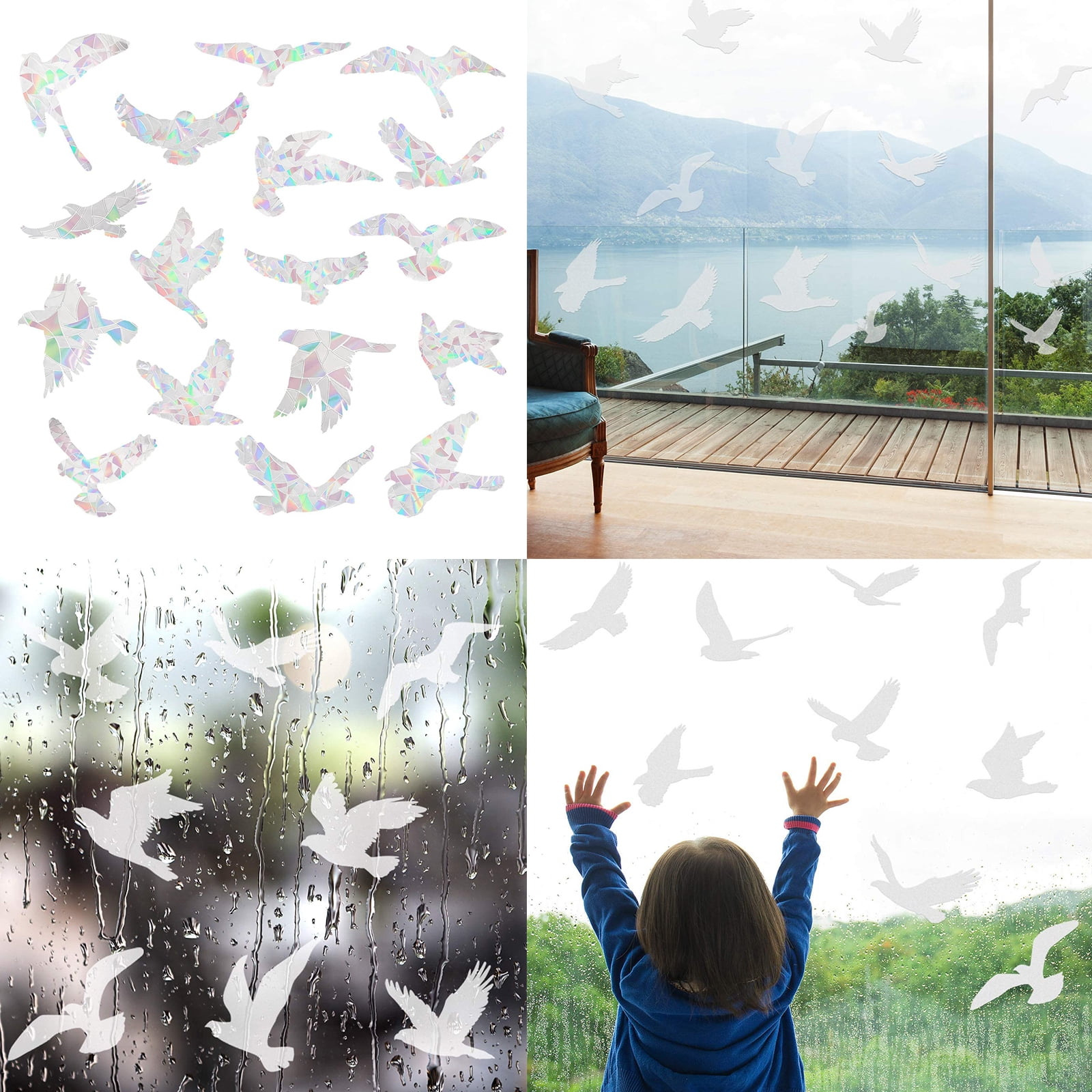 20 Pieces AntiCollision Window Clings Translucent Alert Large Birds