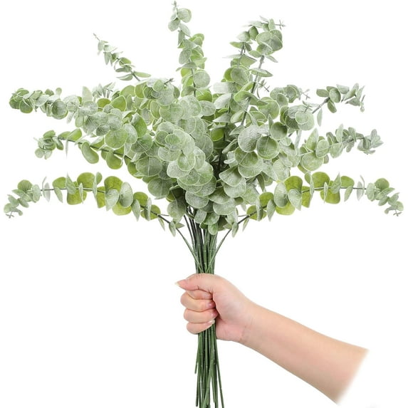 20 Pieces Artificial Eucalyptus Stems Faux Eucalyptus Spray Fake Leaf Branches Fall DIY Decor Plants for Party Wedding Flower Arrangement Home Farmhouse (Gold)
