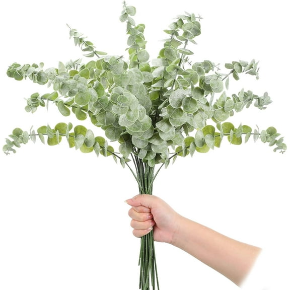 20 Pieces Artificial Eucalyptus Stems Faux Eucalyptus Spray Fake Leaf Branches Fall DIY Decor Plants for Party Wedding Flower Arrangement Home Farmhouse (Gold)