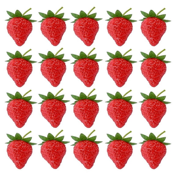 20 Pieces Artificial Strawberry Fruit Strawberries Photography Prop Home Kitchen Cabinet Party Ornament, Small
