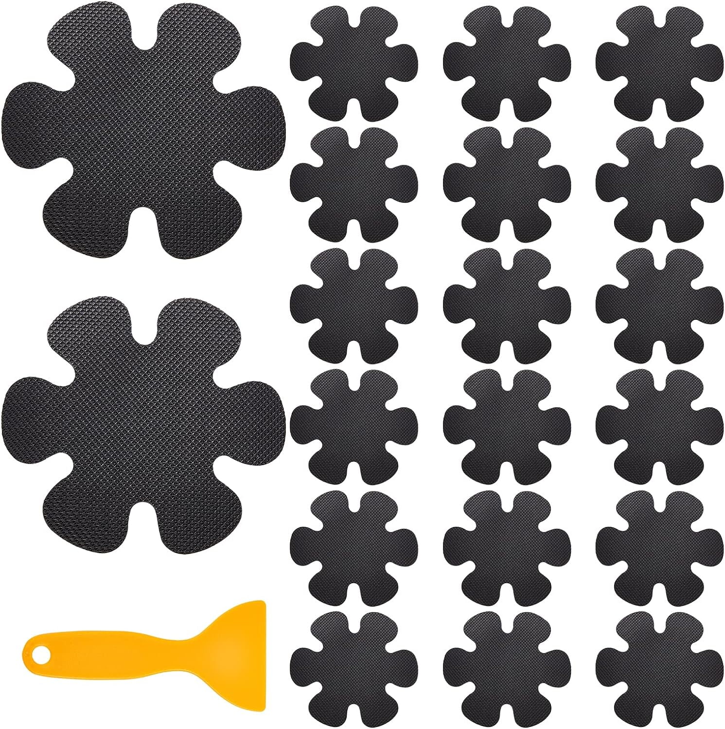 20 Pieces Bathtub Anti-Slip Stickers Tub Non Slip stickies Flower Style Safety Treads Adhesive Sticker for Bathroom Shower Floor Stairs (Black) DIY