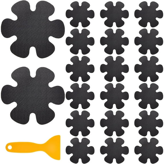 20 Pieces Bathtub Anti-Slip Stickers Tub Non Slip stickies Flower Style Safety Treads Adhesive Sticker for Bathroom Shower Floor Stairs (Black) DIY
