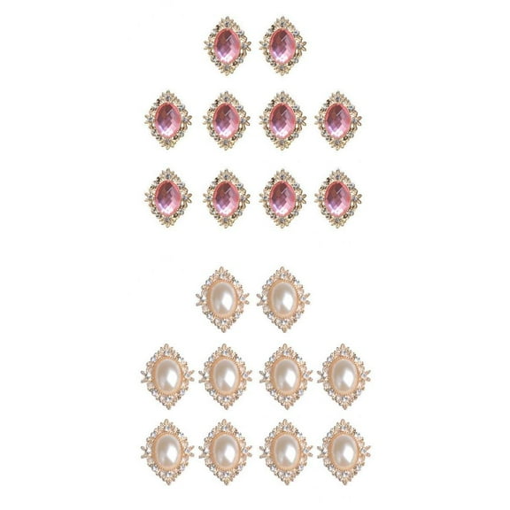 20 Pieces Bling Rhinestone Pearl Flat Back Beads Buttons Embellishment DIY