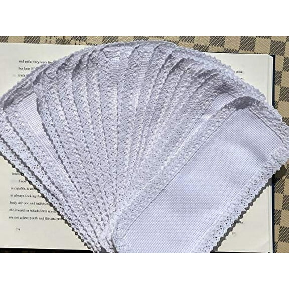 20 Pieces of Book Marker Cross Stitch?net 30x105 aida 100% Cotton 14ct aida with Cotton lace Edge,DIY Blank Book Marker,lace Cross Stitch Book Markers