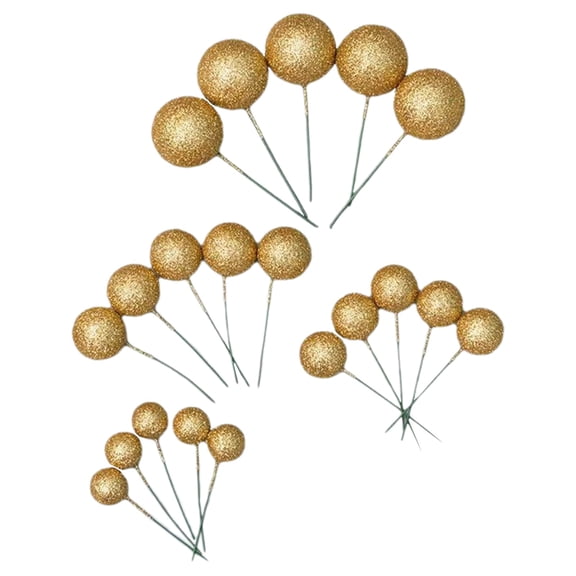 20 Pieces Cake Topper Decorations with Gold Ball Sticks, Cake Picks for Birthday Wedding Party, Sparkling Dessert Decor Accents,Pink