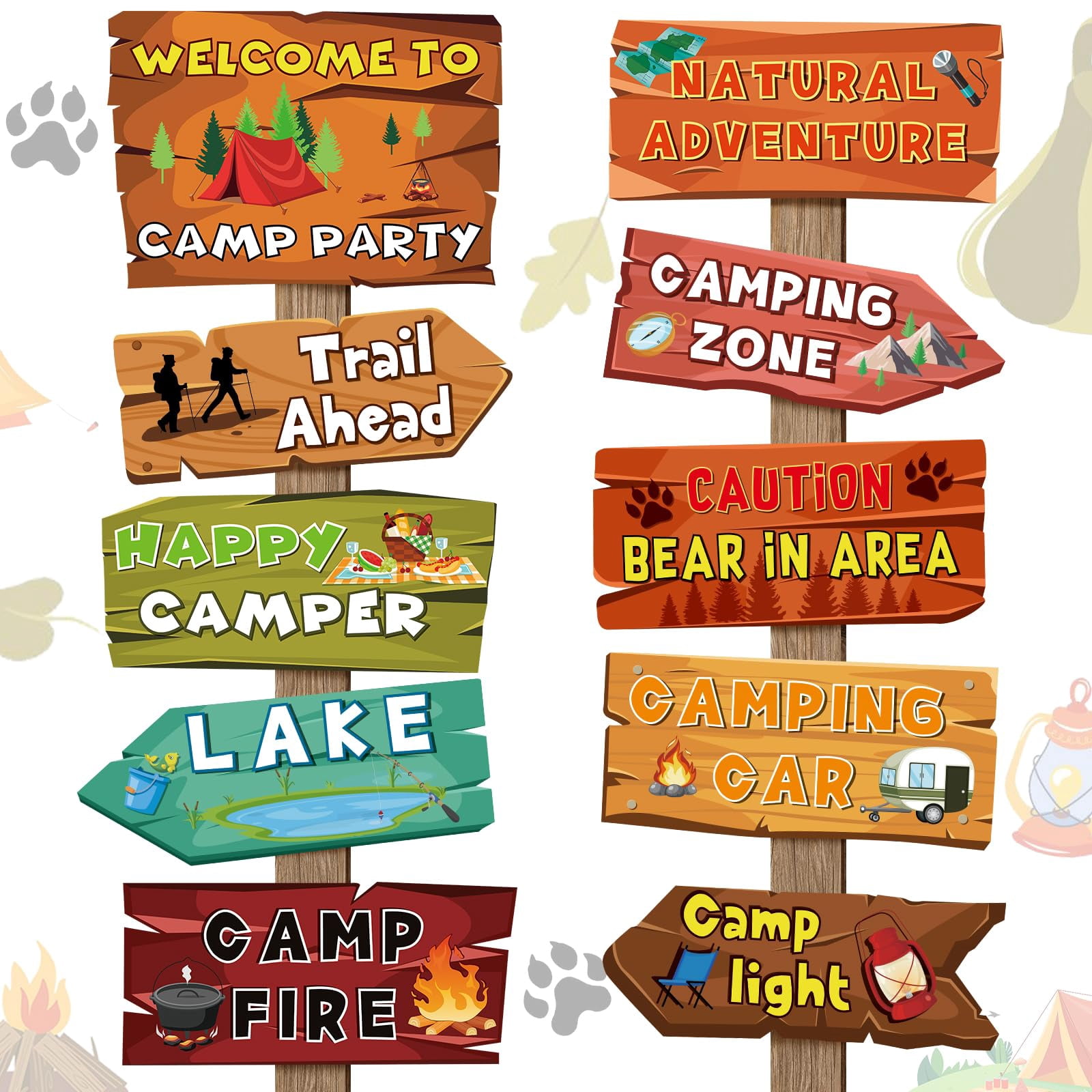 20 Pieces Camping Party Decorations Camping Signs Camping Themed Party ...