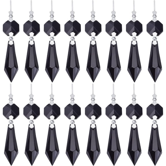 20 Pieces Chandelier Icicle Crystal U-Drop Prisms Lamp Parts Glass Pendants Beads for Wedding, Party or Holiday Decoration, 37mm, Purple