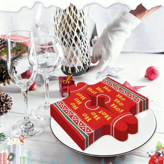 20 Pieces Christmas Paper Napkins - 3-Ply Disposable Santa Claus Tree Napkins, Holiday Dessert Napkins for Festive Dinners Parties Home Office Gatherings